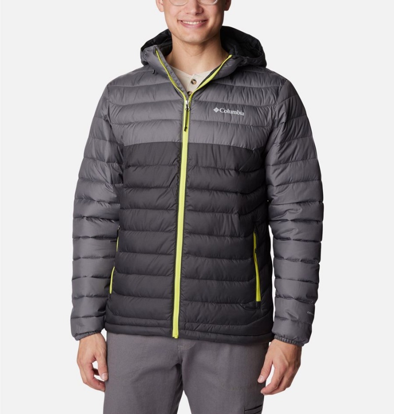 Grey Men\'s Columbia Powder Lite Hooded Insulated Puffer Jacket | MUCWL-4721