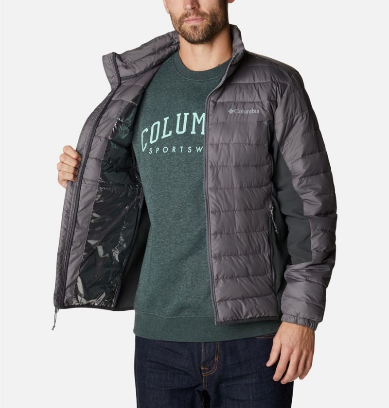 Grey Men's Columbia Powder Lite Hybrid Insulated Puffer Jacket | NXMUH-9046