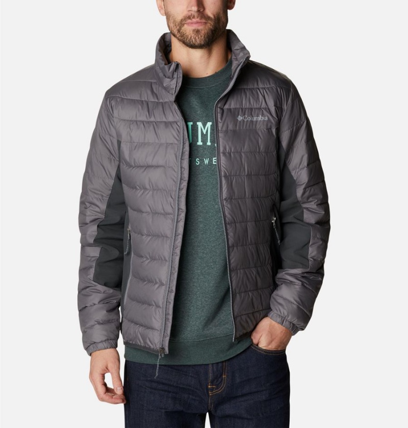 Grey Men's Columbia Powder Lite Hybrid Insulated Puffer Jacket | NXMUH-9046