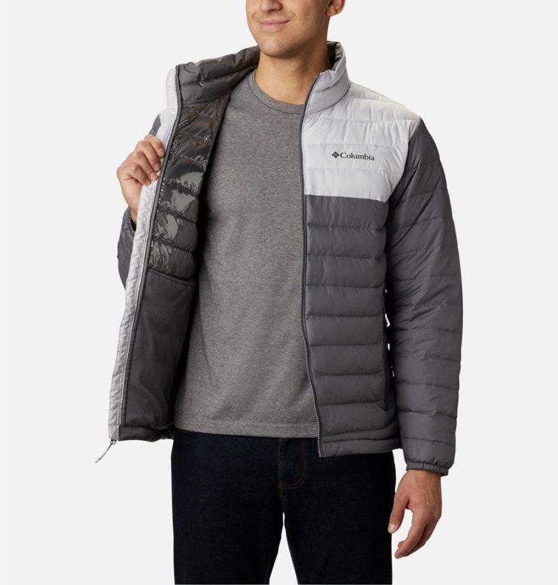 Grey Men's Columbia Powder Lite Insulated Puffer Jacket | QHVOK-7103