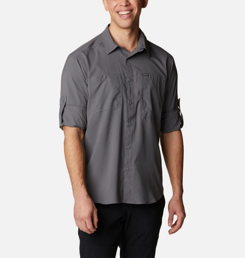 Grey Men's Columbia Silver Ridge Utility Lite Long Sleeve Shirt | KJSWF-1697