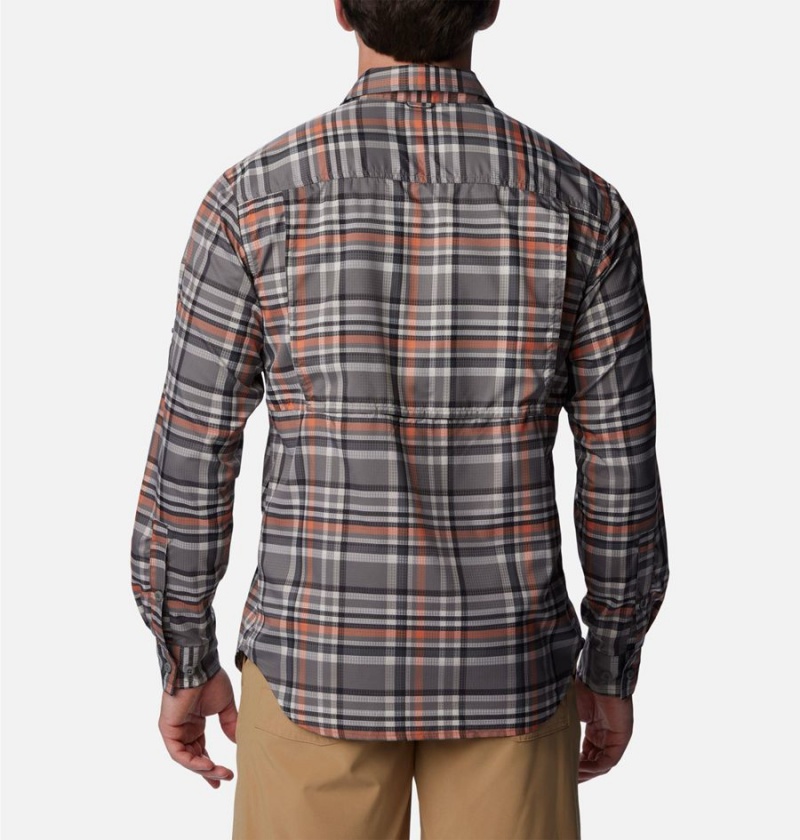 Grey Men's Columbia Silver Ridge Utility Lite Plaid Long Sleeve Shirt | QYZEC-9402