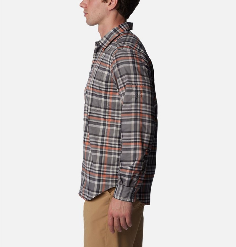 Grey Men's Columbia Silver Ridge Utility Lite Plaid Long Sleeve Shirt | QYZEC-9402