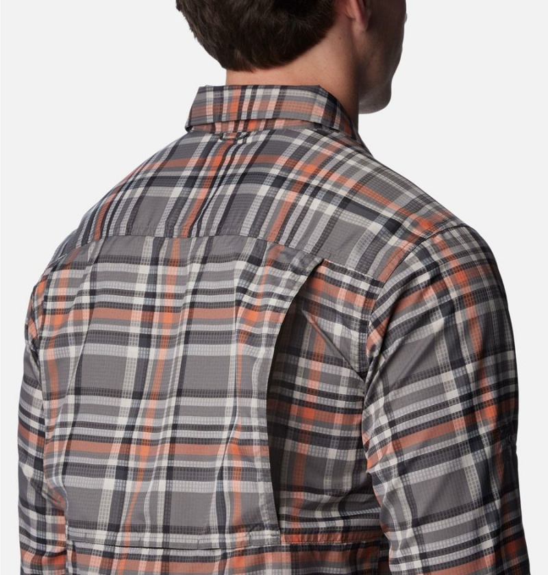 Grey Men's Columbia Silver Ridge Utility Lite Plaid Long Sleeve Shirt | QYZEC-9402