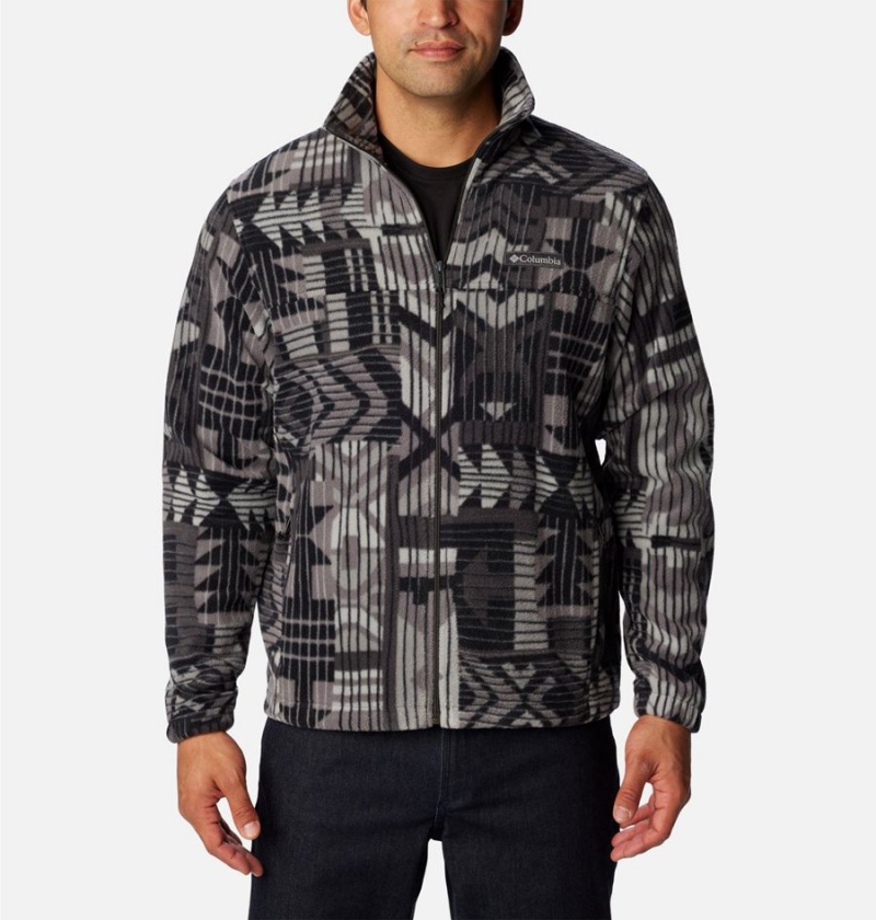 Grey Men\'s Columbia Steens Mountain Printed Fleece Jacket | DAJKM-0364