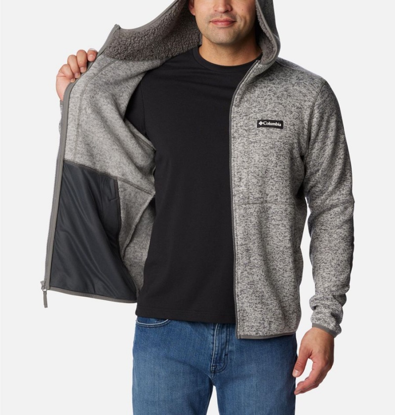 Grey Men's Columbia Sweater Weather Full Zip Hoodie Fleece Jacket | WLHCD-3529