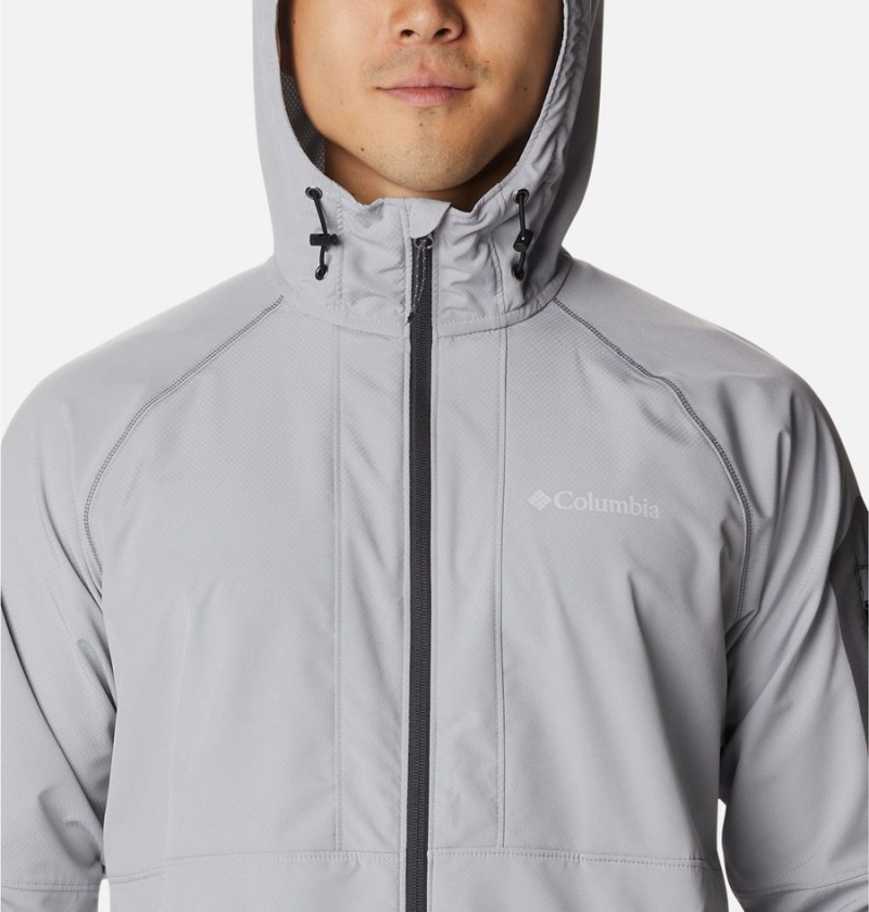 Grey Men's Columbia Tall Heights Hooded Softshell Jackets | QGHMP-2978