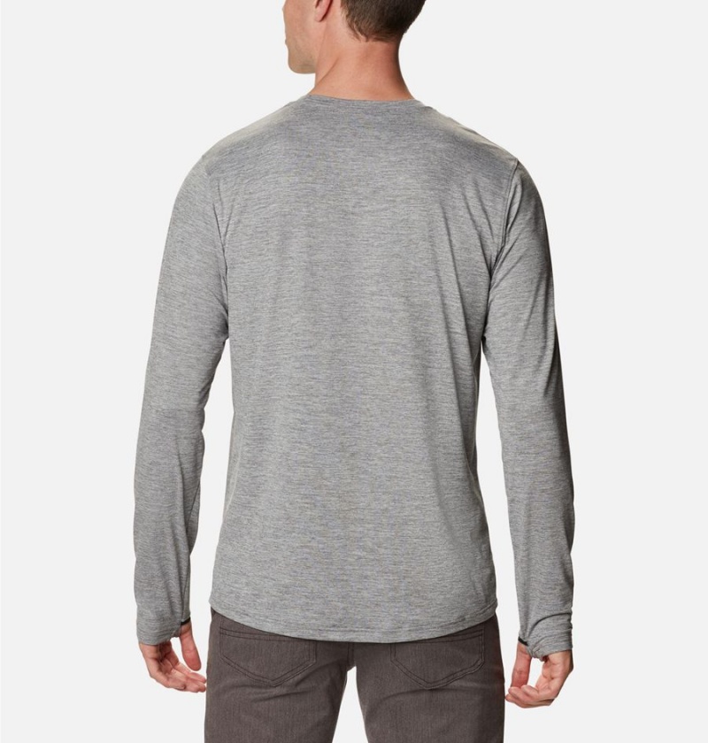 Grey Men's Columbia Tech Trail Long Sleeve Crew II T-Shirt | NVTQD-9185