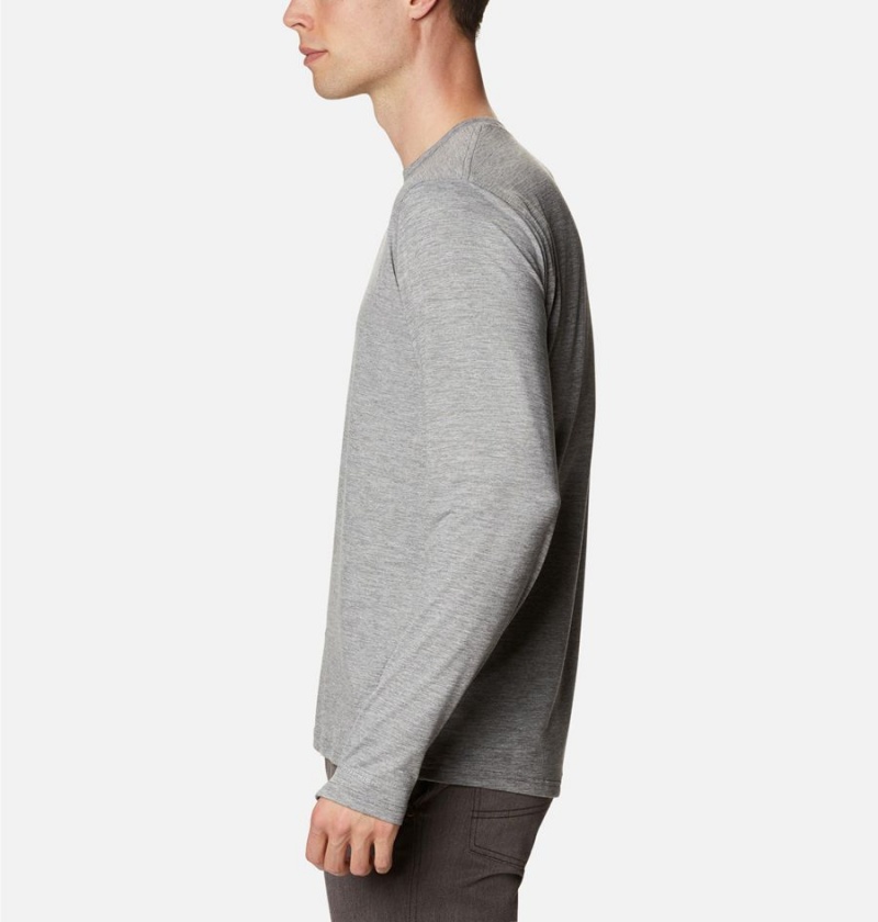 Grey Men's Columbia Tech Trail Long Sleeve Crew II T-Shirt | NVTQD-9185