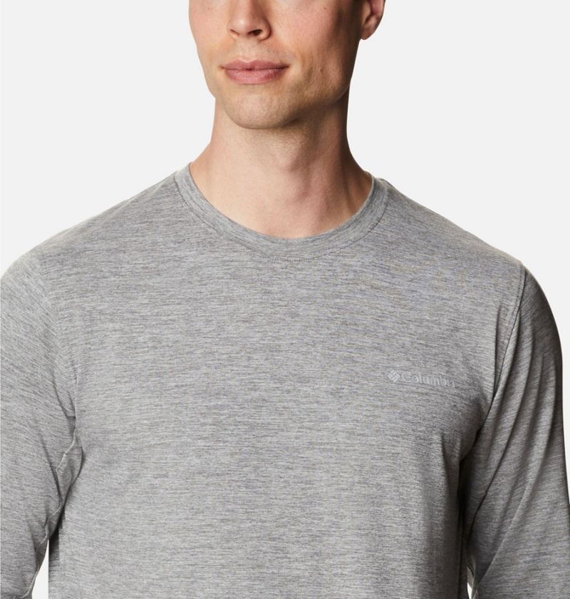 Grey Men's Columbia Tech Trail Long Sleeve Crew II T-Shirt | NVTQD-9185