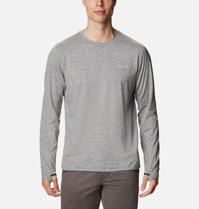 Grey Men\'s Columbia Tech Trail Long Sleeve Crew II T-Shirt | NVTQD-9185