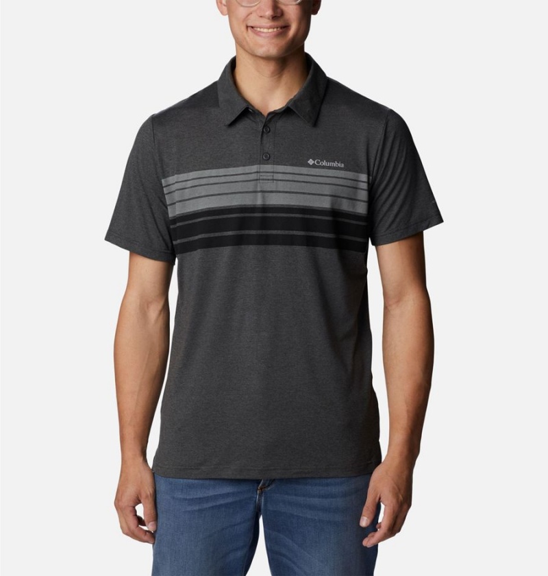 Grey Men\'s Columbia Tech Trail Novelty Polo Shirt | LWKOF-6971