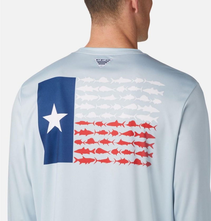 Grey Men's Columbia Terminal Tackle PFG Fish Flag Long Sleeve T-Shirt | UTSYQ-9563