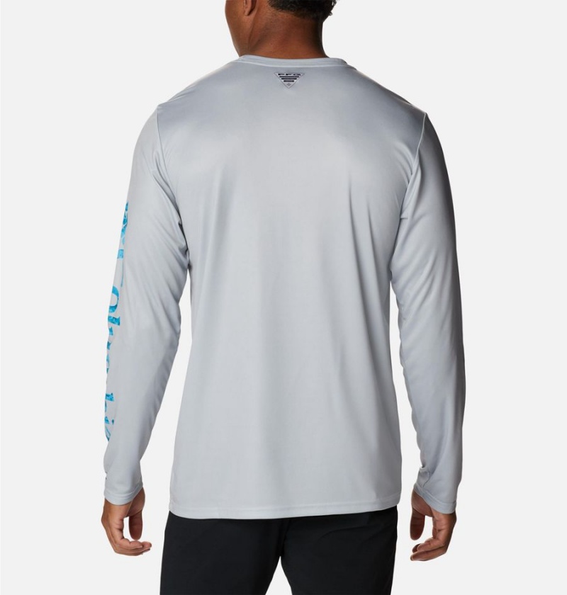 Grey Men's Columbia Terminal Tackle PFG Logo Print Long Sleeve T-Shirt | LRWCT-3016