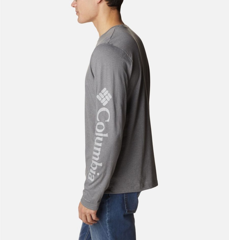 Grey Men's Columbia Thistletown Hills Long Sleeve Logo T-Shirt | SFEVD-5867