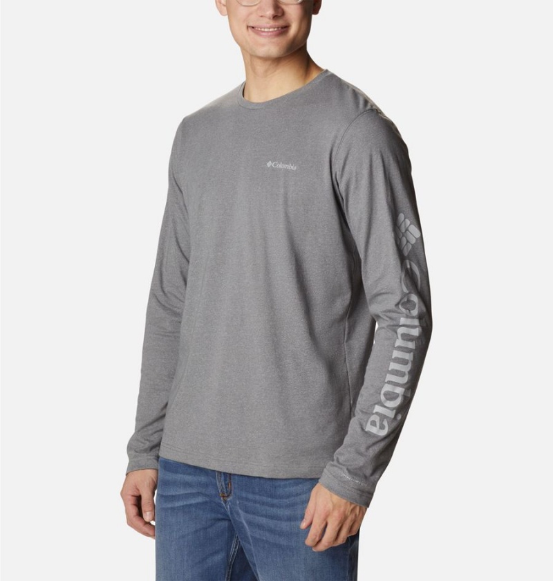 Grey Men's Columbia Thistletown Hills Long Sleeve Logo T-Shirt | SFEVD-5867