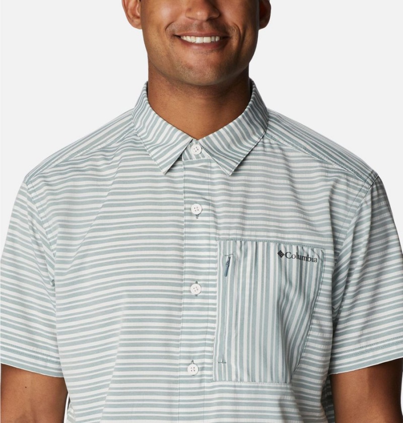 Grey Men's Columbia Twisted Creek III Short Sleeve Shirt | OTRZQ-0186