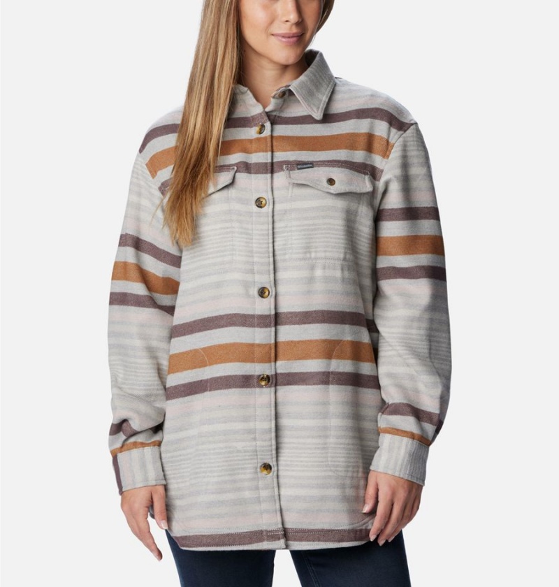 Grey Women's Columbia Calico Basin Jacket Shirt | QNOCH-3704