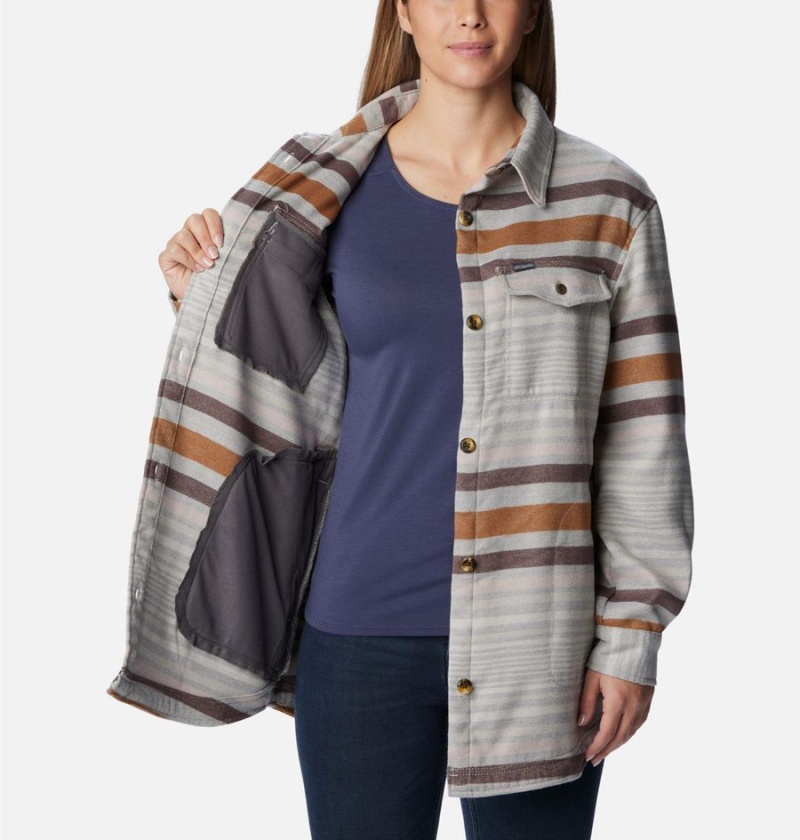 Grey Women's Columbia Calico Basin Jacket Shirt | QNOCH-3704