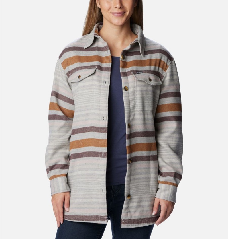 Grey Women\'s Columbia Calico Basin Jacket Shirt | QNOCH-3704