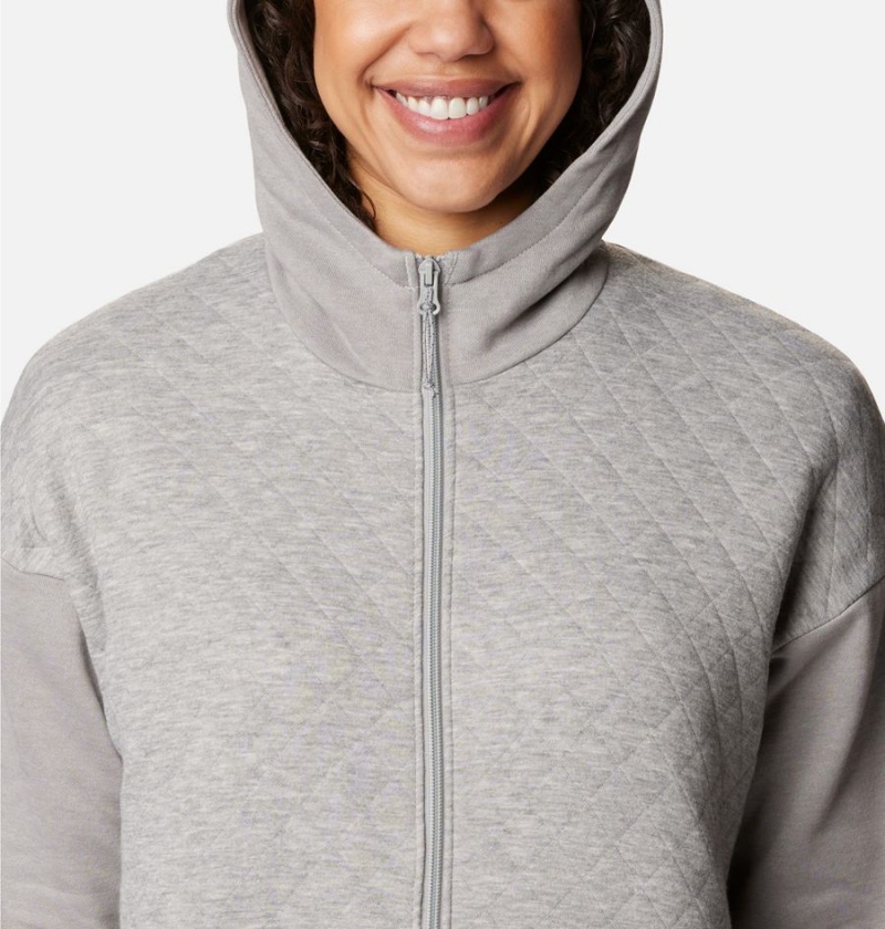 Grey Women's Columbia Hart Mountain Quilted Hooded Full Zip Fleece Jacket | ESUPI-7930