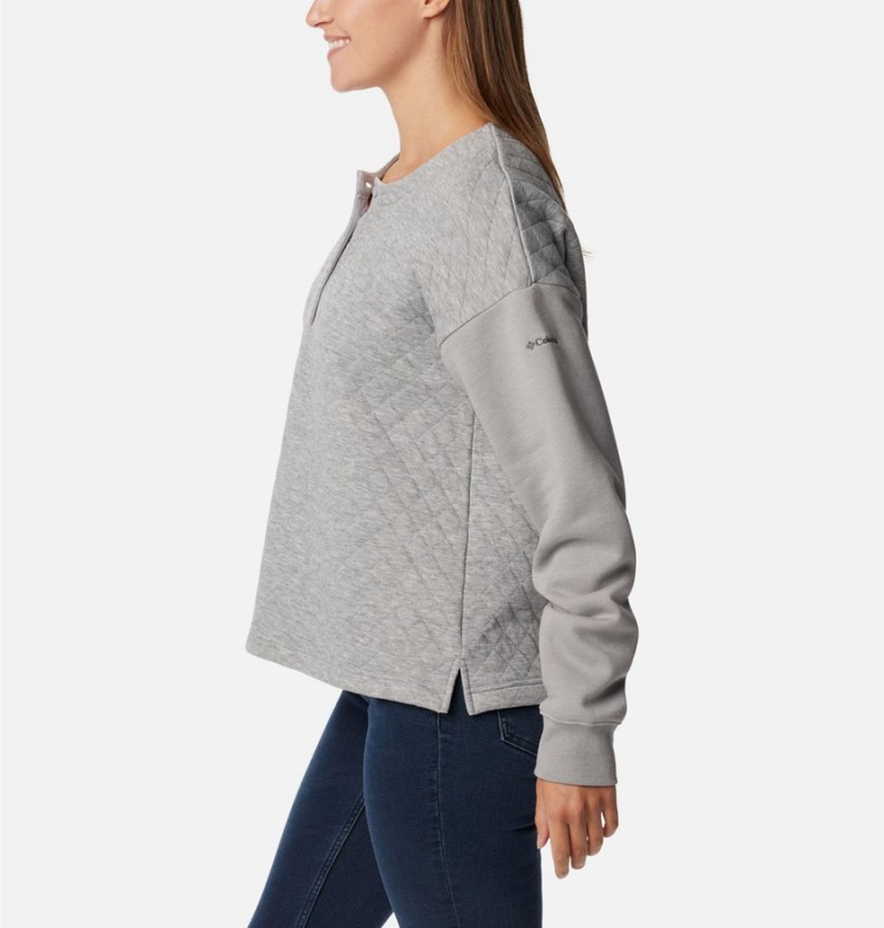 Grey Women's Columbia Hart Mountain Quilted Crew Pullover | ZLJMH-6832