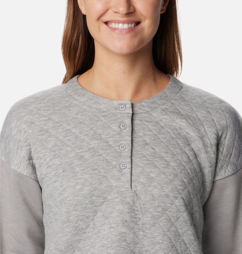 Grey Women's Columbia Hart Mountain Quilted Crew Pullover | ZLJMH-6832