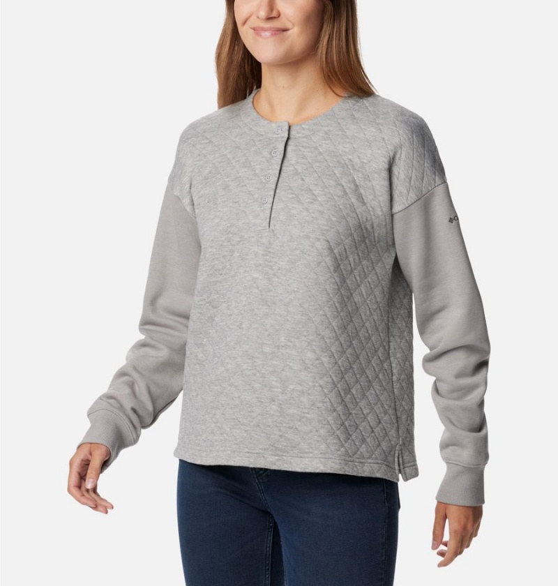 Grey Women's Columbia Hart Mountain Quilted Crew Pullover | ZLJMH-6832