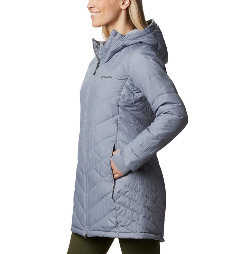 Grey Women's Columbia Heavenly Long Hooded Puffer Jacket | BDQSL-4936