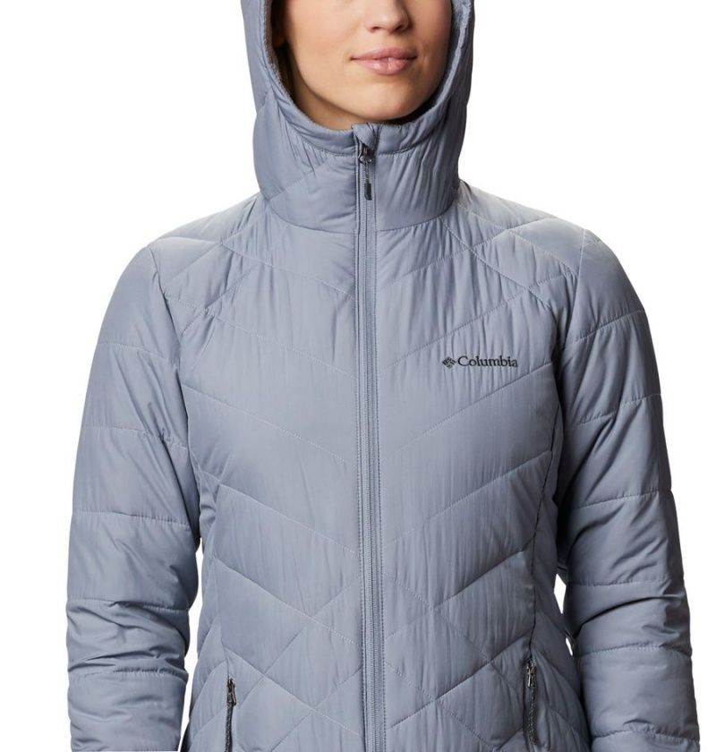 Grey Women's Columbia Heavenly Long Hooded Puffer Jacket | BDQSL-4936