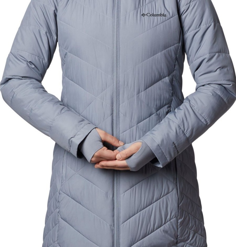 Grey Women's Columbia Heavenly Long Hooded Puffer Jacket | BDQSL-4936