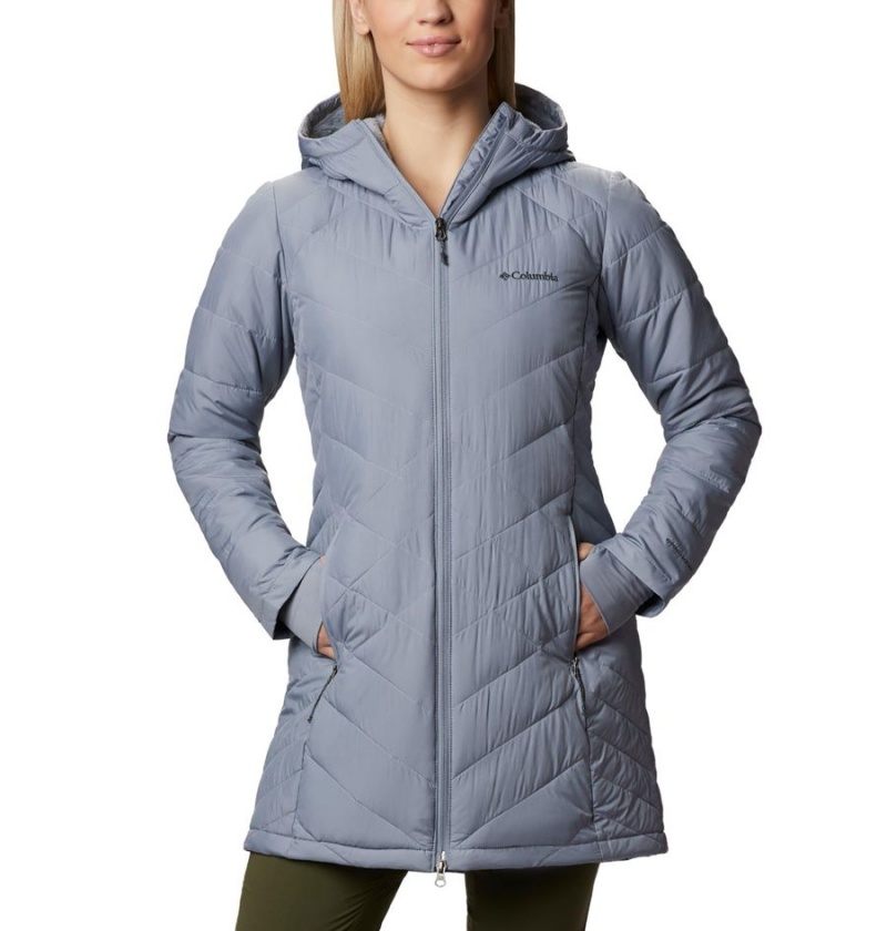 Grey Women\'s Columbia Heavenly Long Hooded Puffer Jacket | BDQSL-4936