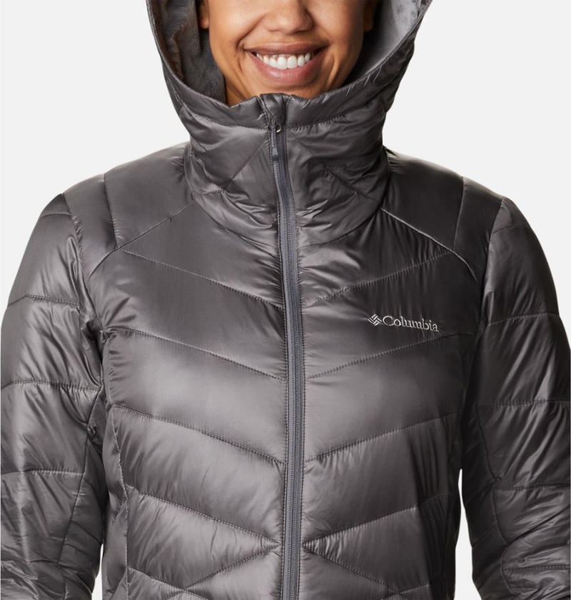 Grey Women's Columbia Joy Peak Mid Insulated Hooded Puffer Jacket | GVSNR-1507