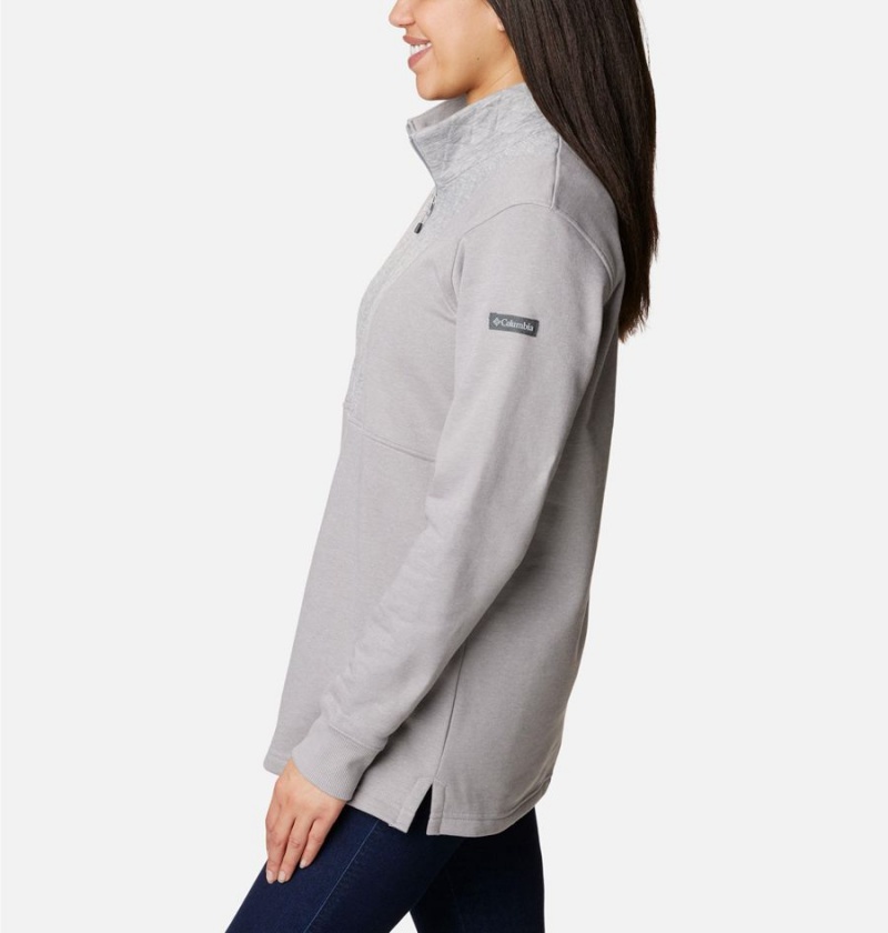 Grey Women's Columbia Lodge Quilted Quarter Zip Tunic Pullover | NIOEL-9628