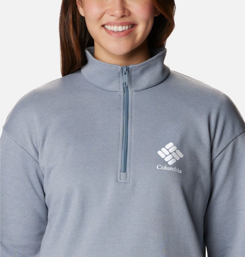 Grey Women's Columbia Logo French Terry Half Zip Pullover | SDITB-9756