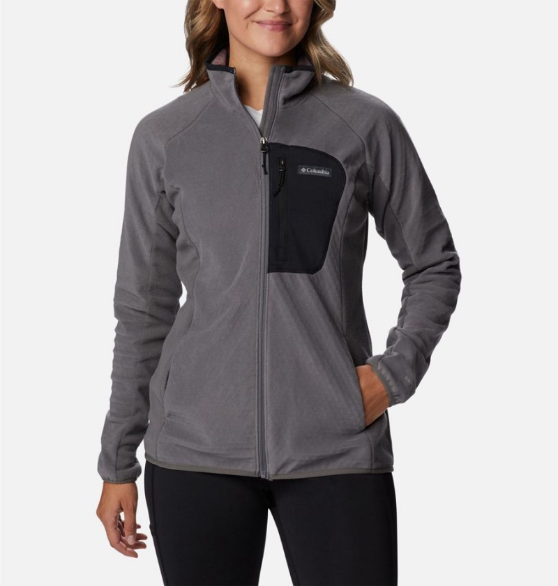 Grey Women\'s Columbia Outdoor Tracks Full Zip Fleece Jacket | RLWNI-1084