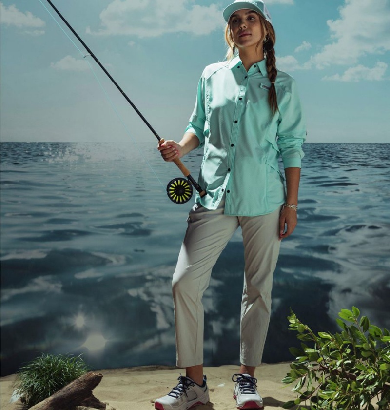 Grey Women's Columbia PFG Cast and Release Stretch Pants | FWCRL-0497