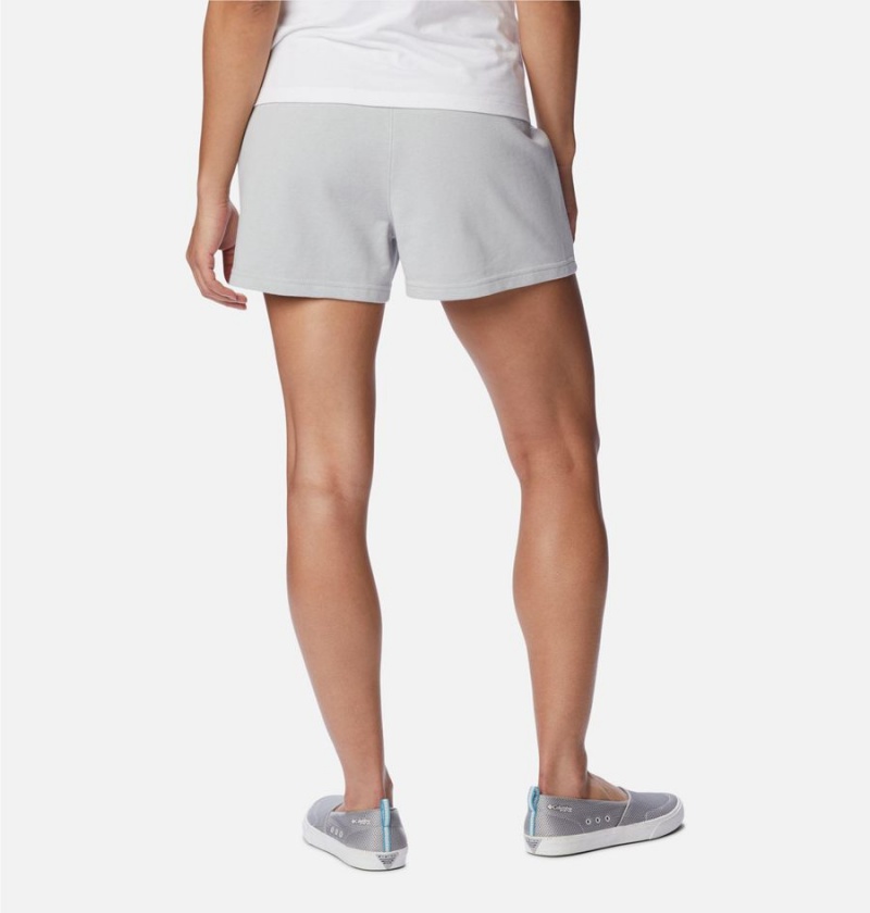 Grey Women's Columbia PFG Slack Water French Terry Shorts | VXNAH-5046