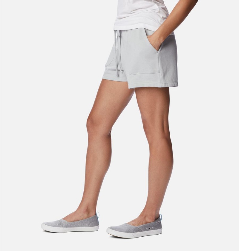 Grey Women's Columbia PFG Slack Water French Terry Shorts | VXNAH-5046