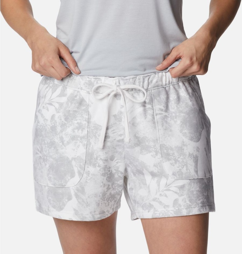 Grey Women's Columbia PFG Slack Water French Terry Shorts | TGNLA-2958