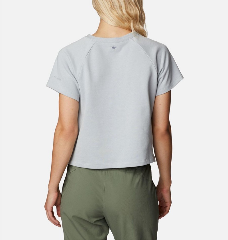 Grey Women's Columbia PFG Slack Water French Terry T-Shirt | TDGMF-1530