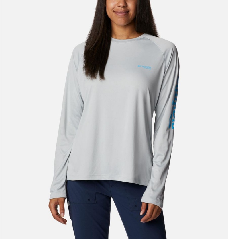 Grey Women\'s Columbia PFG Tidal II Long Sleeve T-Shirt | OBKLJ-9357