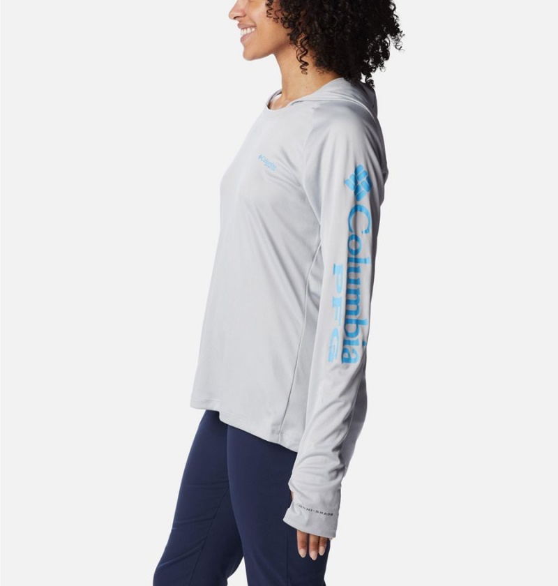 Grey Women's Columbia PFG Tidal Tee Hoodie | KMHEA-5683