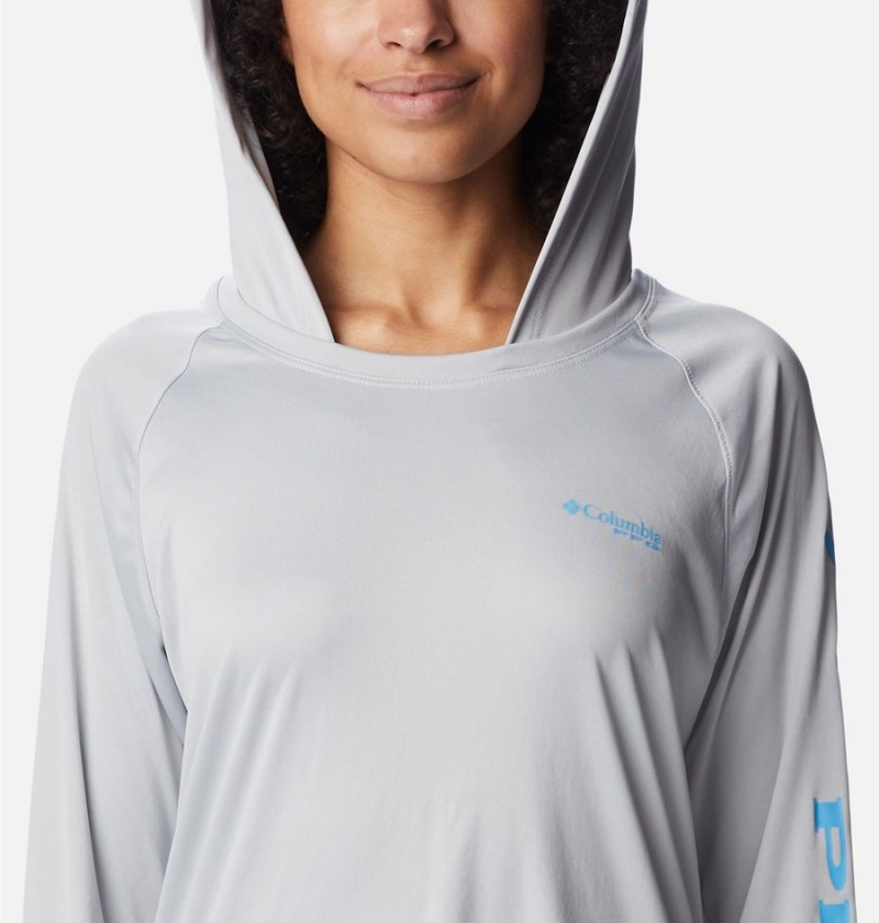 Grey Women's Columbia PFG Tidal Tee Hoodie | KMHEA-5683