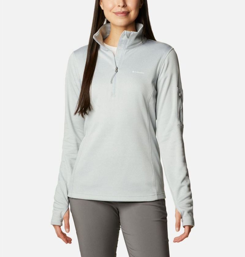 Grey Women\'s Columbia Park View Grid Half Zip Fleece Pullover | LDNGK-0892