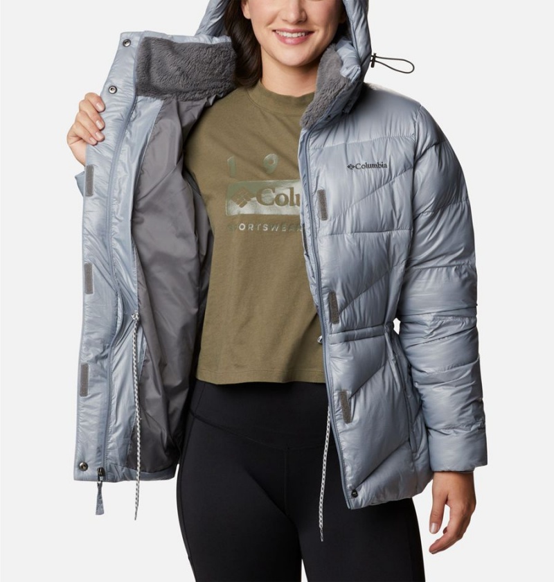 Grey Women's Columbia Peak to Park II Insulated Hooded Puffer Jacket | DAQXH-8419