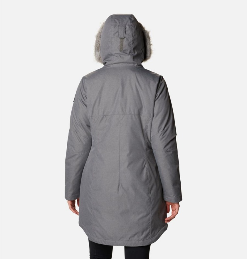 Grey Women's Columbia Suttle Mountain Long Insulated Coats | JFIUR-1906