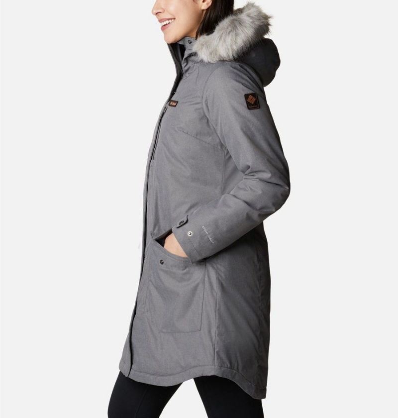 Grey Women's Columbia Suttle Mountain Long Insulated Coats | JFIUR-1906