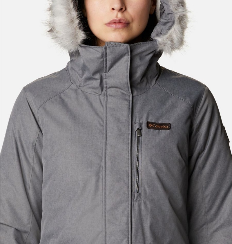 Grey Women's Columbia Suttle Mountain Long Insulated Coats | JFIUR-1906