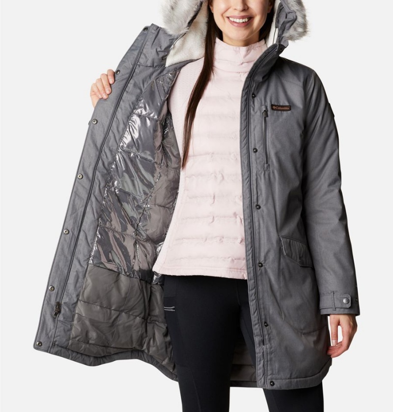 Grey Women's Columbia Suttle Mountain Long Insulated Coats | JFIUR-1906